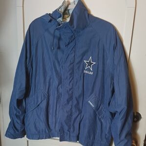 VTG Dallas Cowboys Gill Wilsons Carl Banks Large Windbreaker Hoodie Jacket Blue